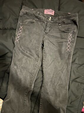 Tripp NYC Black Jeans with Pink Accent Patch